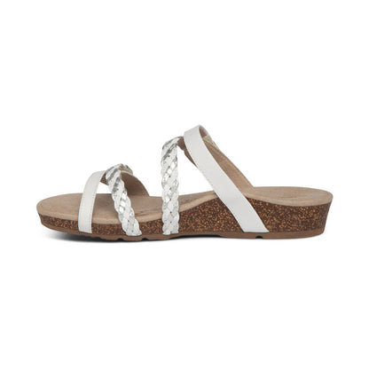 Aetrex Janey Braided Slide - White