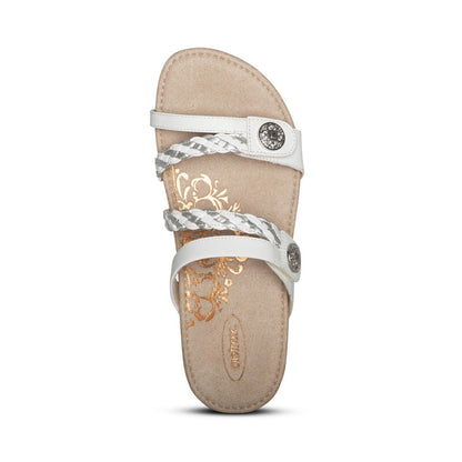Aetrex Janey Braided Slide - White