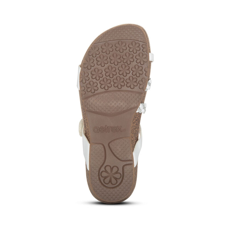 Aetrex Janey Braided Slide - White