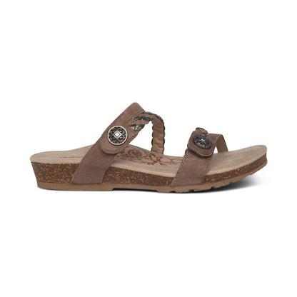 Aetrex Janey Braided Slide - Stone