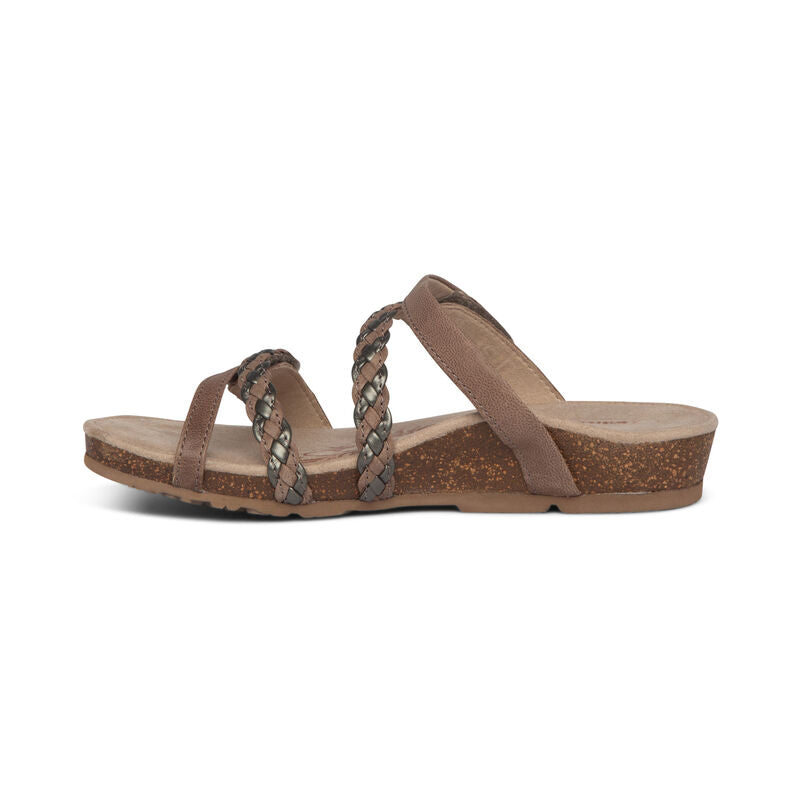Aetrex Janey Braided Slide - Stone