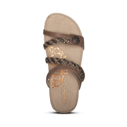 Aetrex Janey Braided Slide - Stone