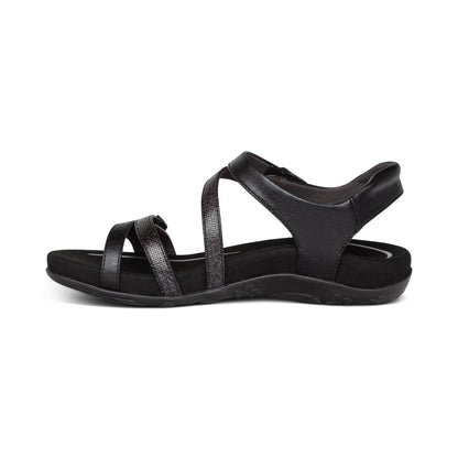 Aetrex Jess Adjustable Quarter Strap Sandal - Black