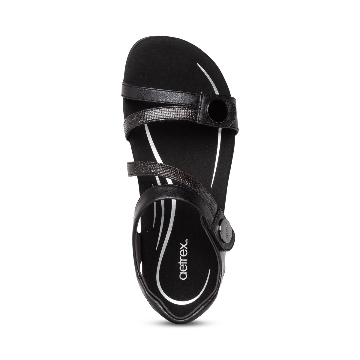 Aetrex Jess Adjustable Quarter Strap Sandal - Black