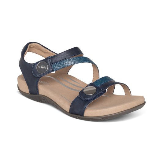 Aetrex Jess Adjustable Quarter Strap Sandal - Navy