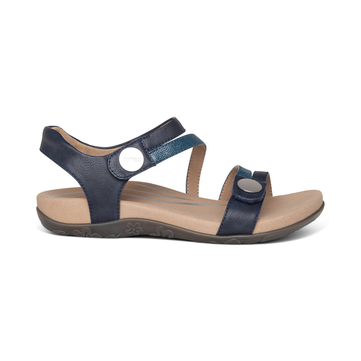 Aetrex Jess Adjustable Quarter Strap Sandal - Navy