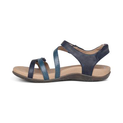 Aetrex Jess Adjustable Quarter Strap Sandal - Navy