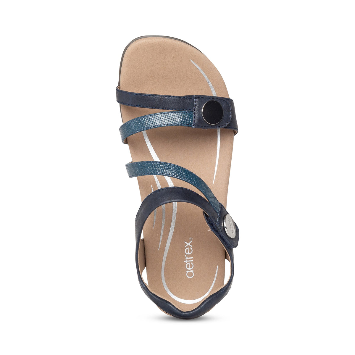 Aetrex Jess Adjustable Quarter Strap Sandal - Navy