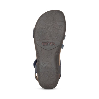 Aetrex Jess Adjustable Quarter Strap Sandal - Navy