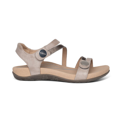 Aetrex Jess Adjustable Quarter Strap Sandal - Smoke