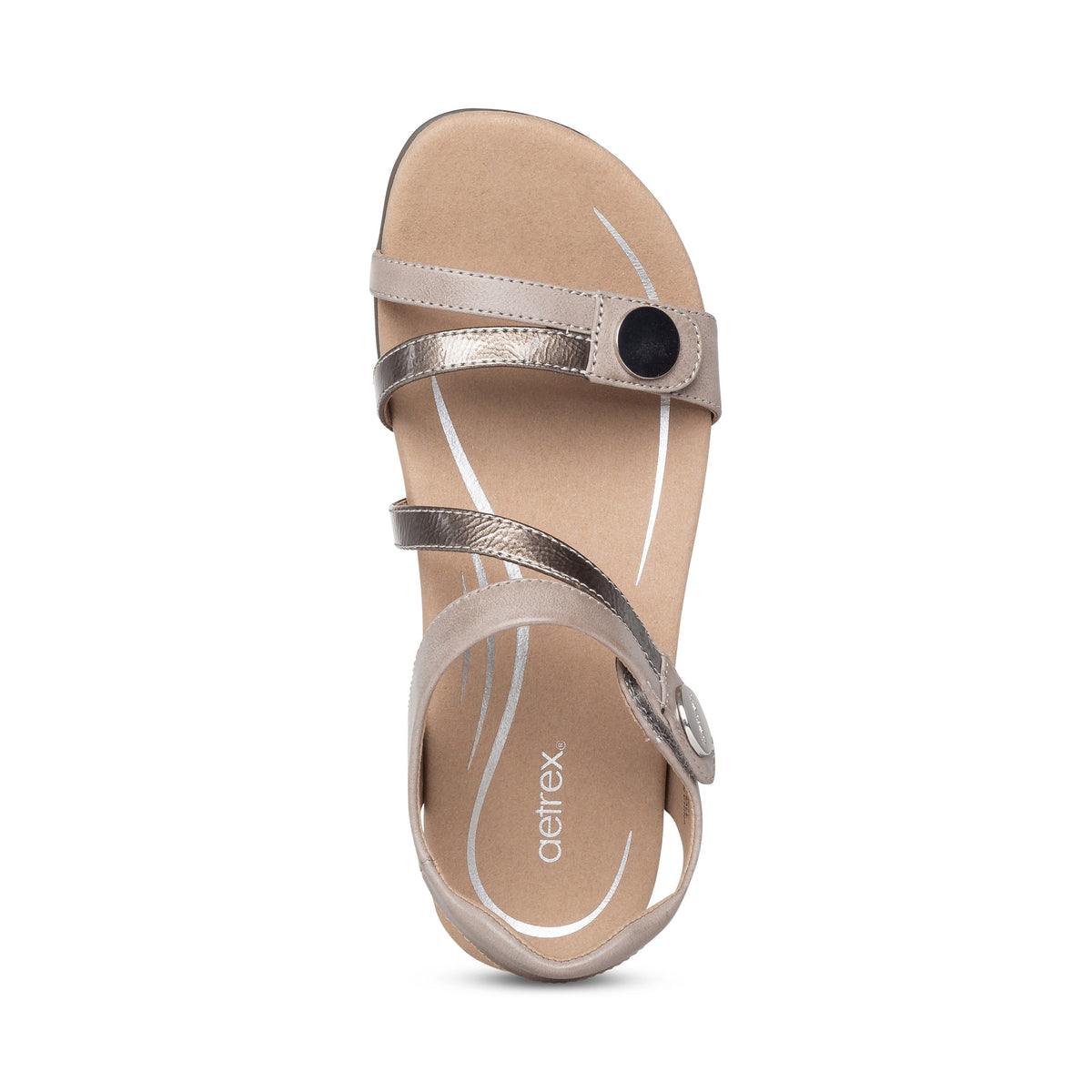 Aetrex Jess Adjustable Quarter Strap Sandal - Smoke