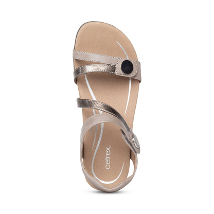 Aetrex Jess Adjustable Quarter Strap Sandal - Smoke