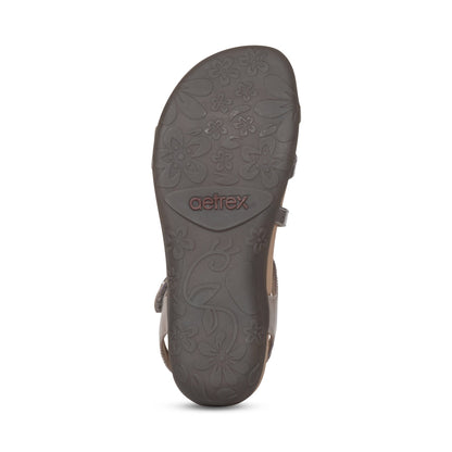 Aetrex Jess Adjustable Quarter Strap Sandal - Smoke