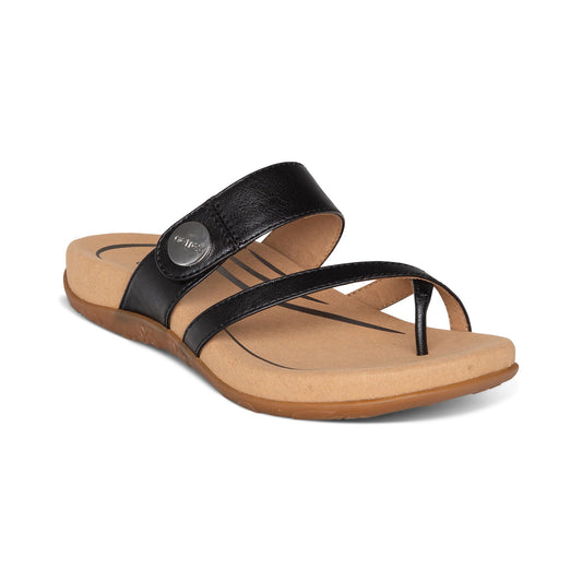 Aetrex Izzy Adjustable Slide Sandal - Black