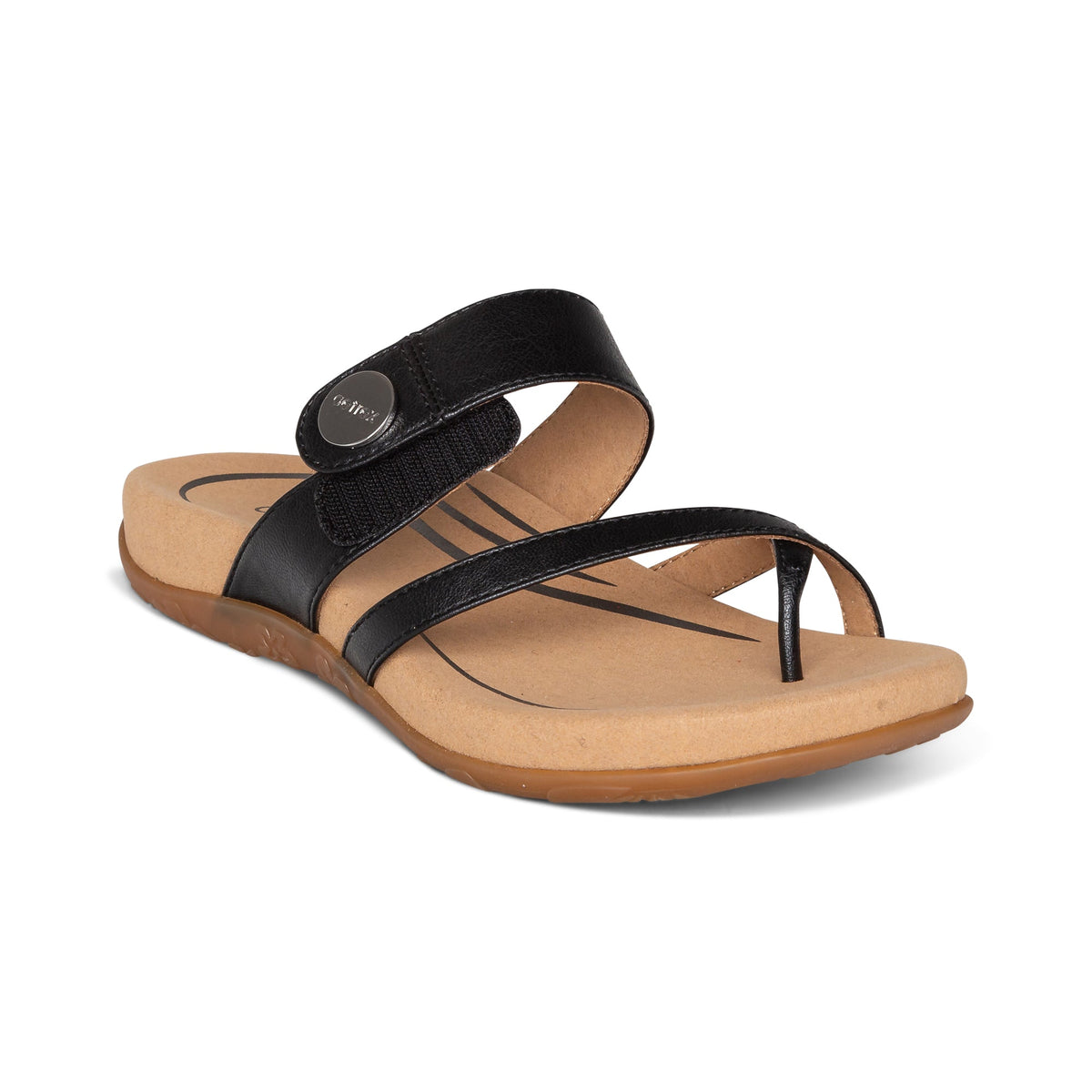 Aetrex Izzy Adjustable Slide Sandal - Black