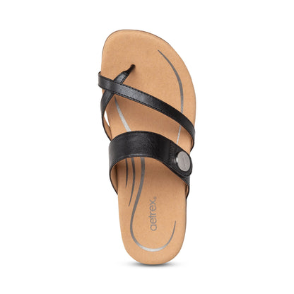 Aetrex Izzy Adjustable Slide Sandal - Black