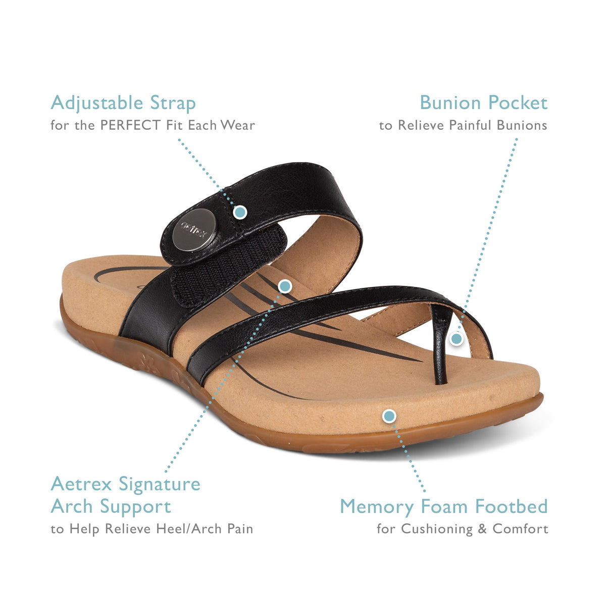 Aetrex Izzy Adjustable Slide Sandal - Gold