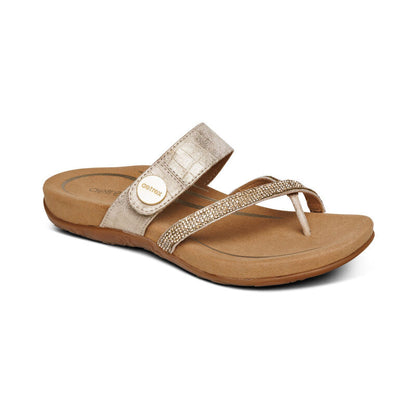 Aetrex Izzy Adjustable Slide Sandal - Gold