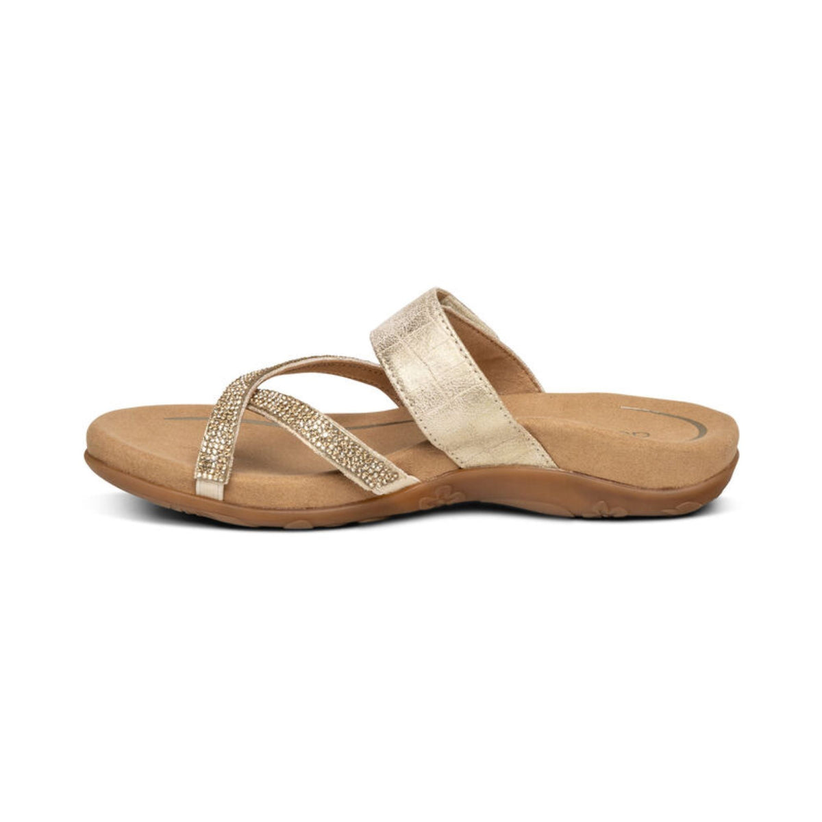 Aetrex Izzy Adjustable Slide Sandal - Gold