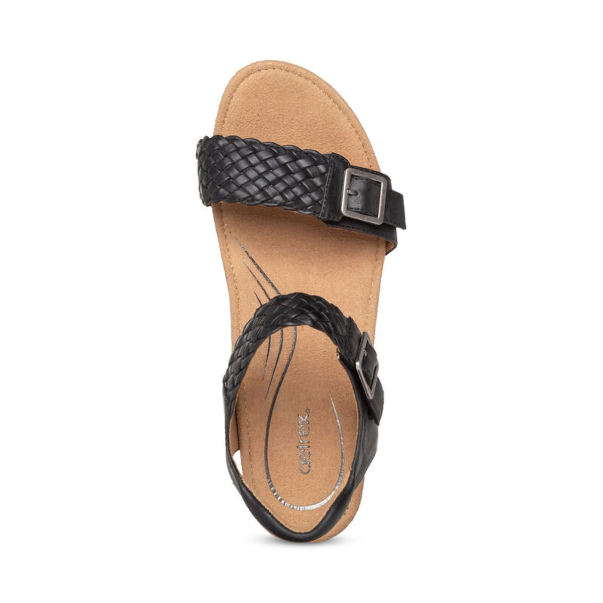 Aetrex Grace Adjustable Woven Wedge - Black