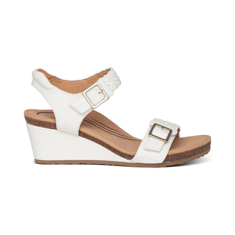 Aetrex Grace Adjustable Woven Wedge - White