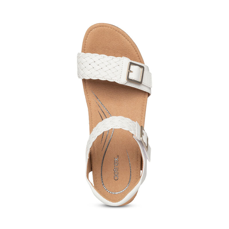 Aetrex Grace Adjustable Woven Wedge - White