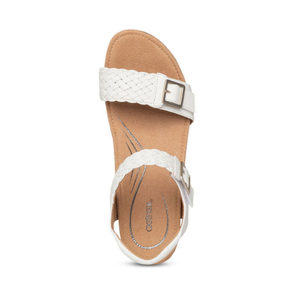 Aetrex Grace Adjustable Woven Wedge - White