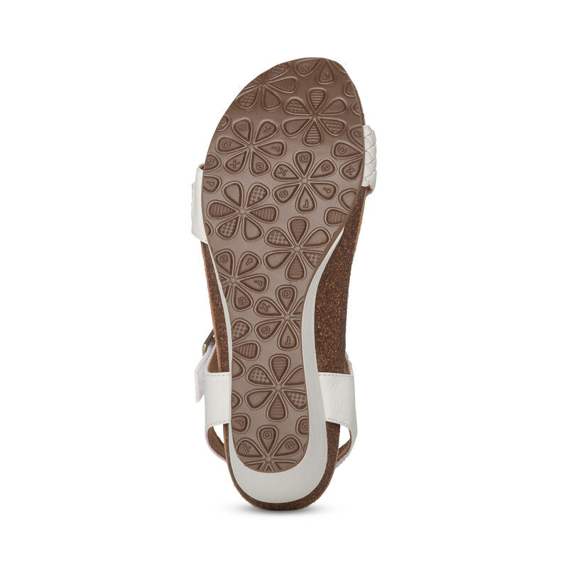 Aetrex Grace Adjustable Woven Wedge - White