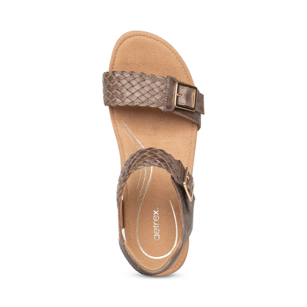 Aetrex Grace Adjustable Woven Wedge - Taupe