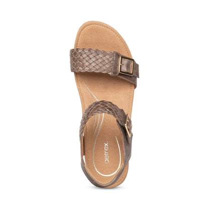 Aetrex Grace Adjustable Woven Wedge - Taupe