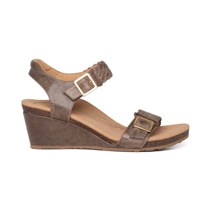 Aetrex Grace Adjustable Woven Wedge - Taupe