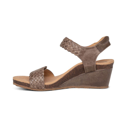Aetrex Grace Adjustable Woven Wedge - Taupe