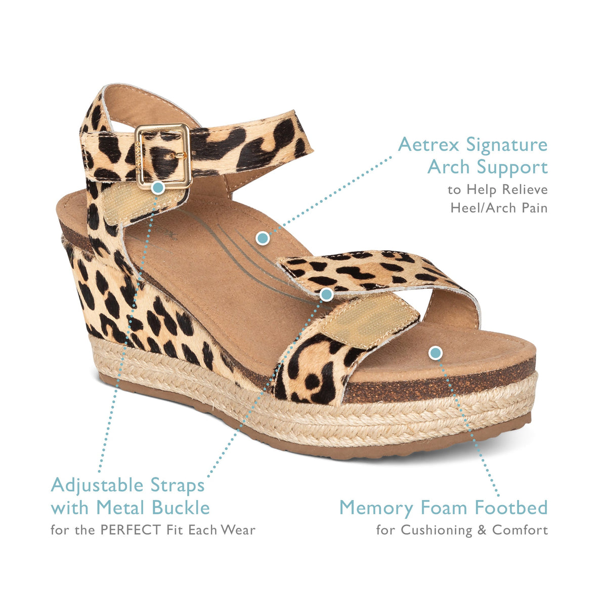Aetrex Sydney Quarter Strap Espadrille Wedge - Natural