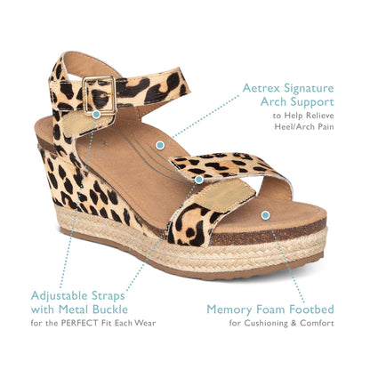 Aetrex Sydney Quarter Strap Espadrille Wedge - Natural