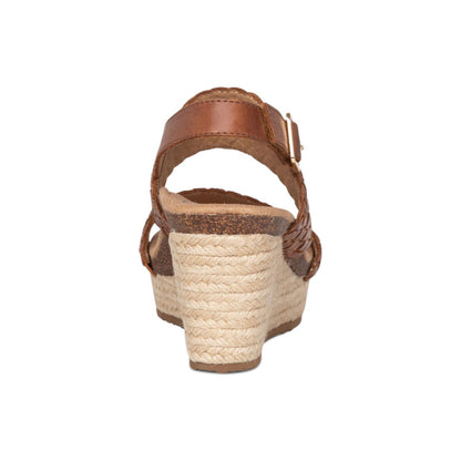 Aetrex Summer Woven Quarter Strap Wedge - Cognac
