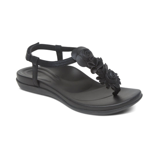 Aetrex Charli Thong Sandal - Black