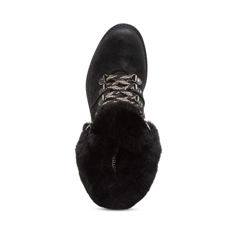 Aetrex Brooklyn Fur Lace-Up Boot - Black