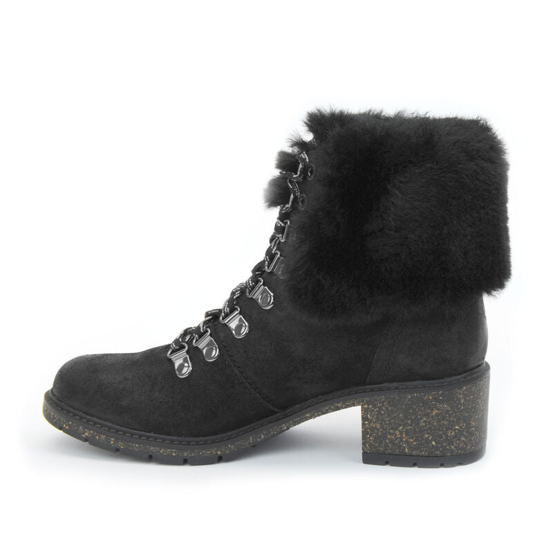 Aetrex Brooklyn Fur Lace-Up Boot - Black