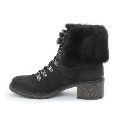 Aetrex Brooklyn Fur Lace-Up Boot - Black
