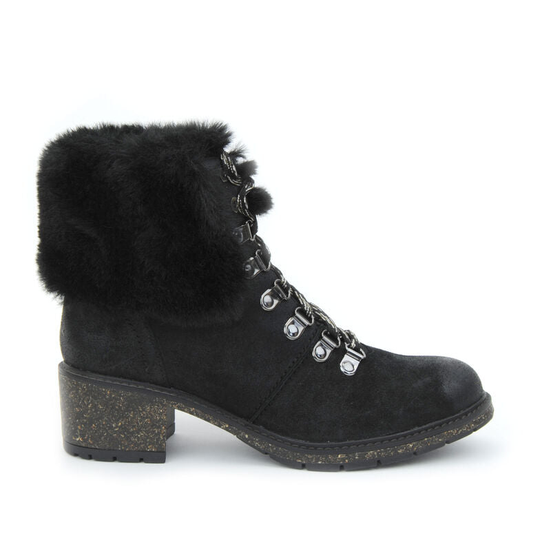Aetrex Brooklyn Fur Lace-Up Boot - Black