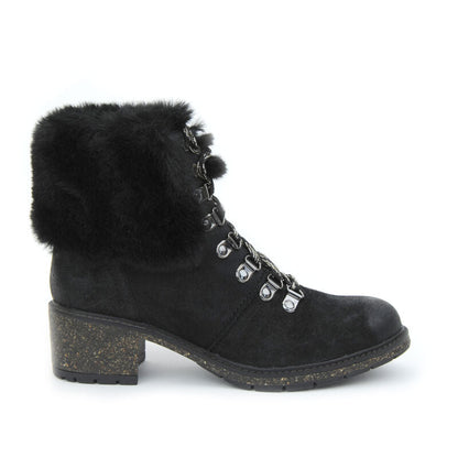 Aetrex Brooklyn Fur Lace-Up Boot - Black