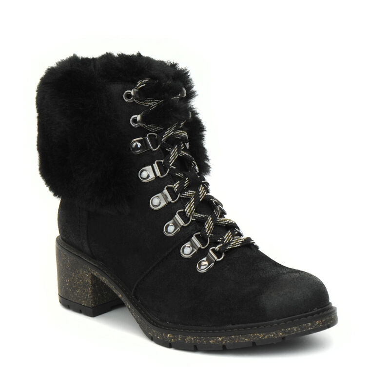 Aetrex Brooklyn Fur Lace-Up Boot - Black