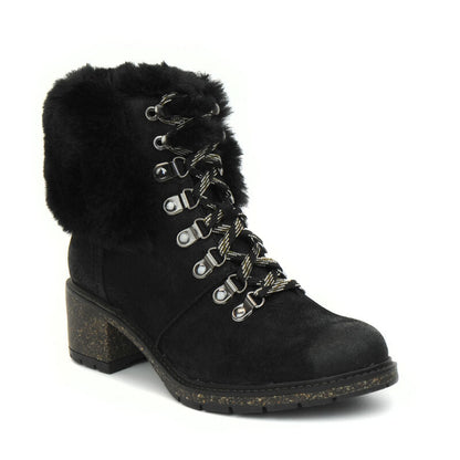 Aetrex Brooklyn Fur Lace-Up Boot - Black