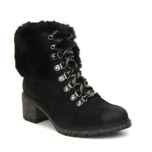 Aetrex Brooklyn Fur Lace-Up Boot - Black