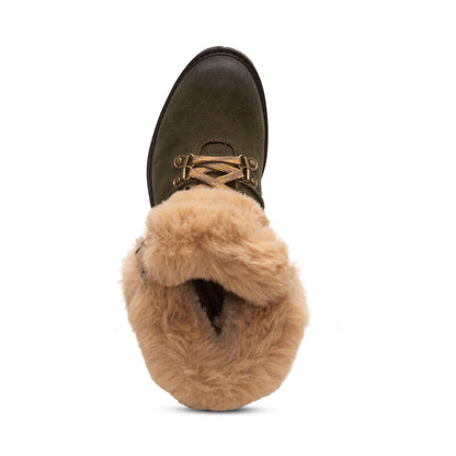 Aetrex Brooklyn Fur Lace-Up Boot - Khaki