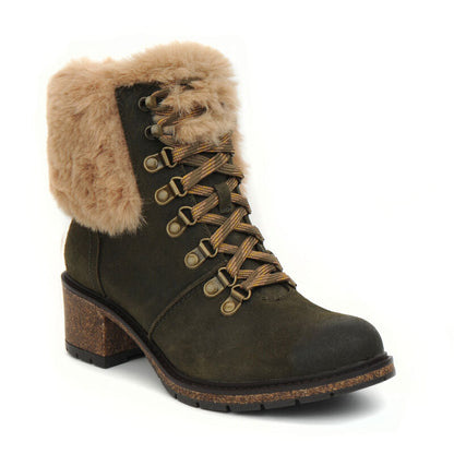 Aetrex Brooklyn Fur Lace-Up Boot - Khaki
