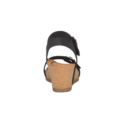 Aetrex Lexa Quarter Strap Wedge - Black