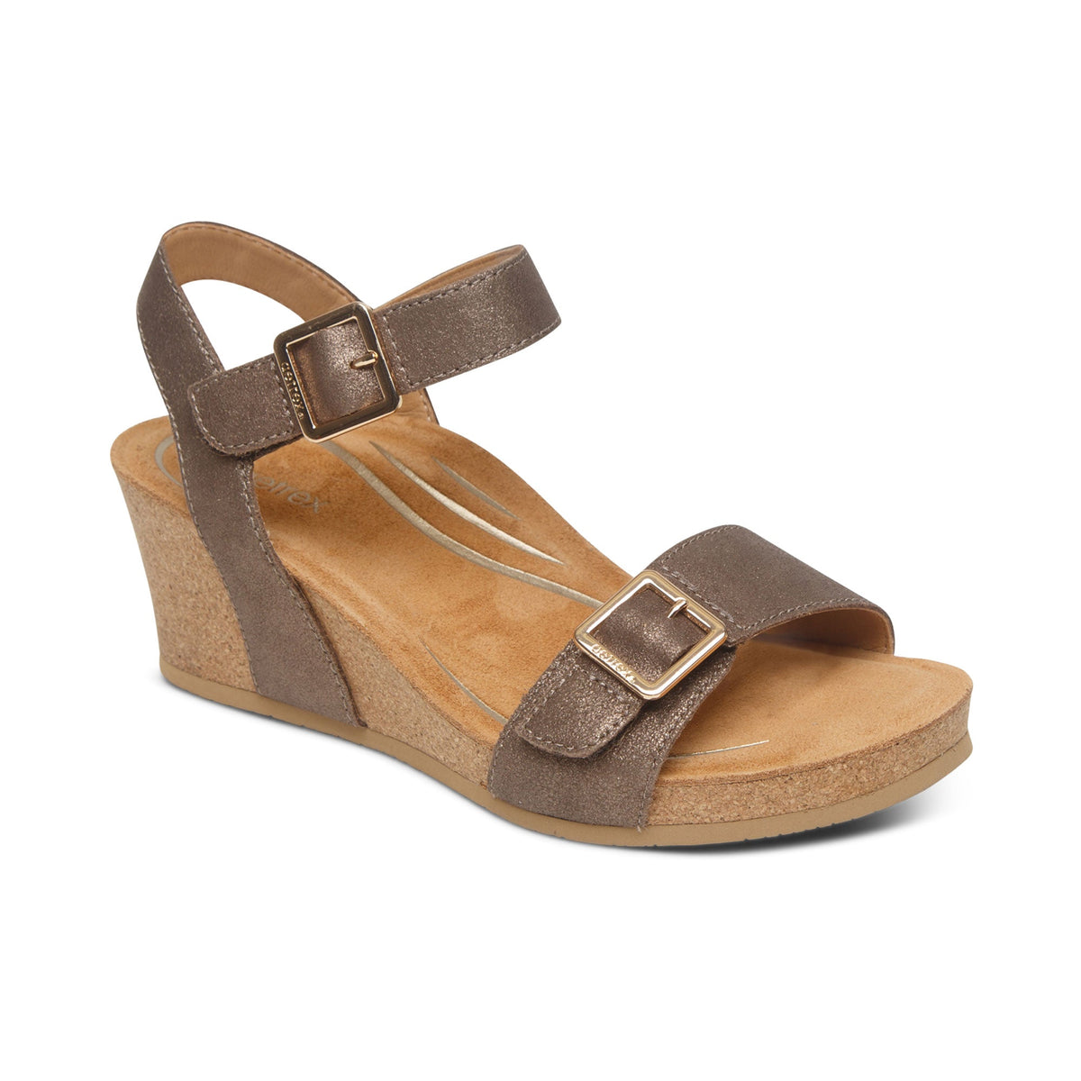 Aetrex Lexa Quarter Strap Wedge - Bronze