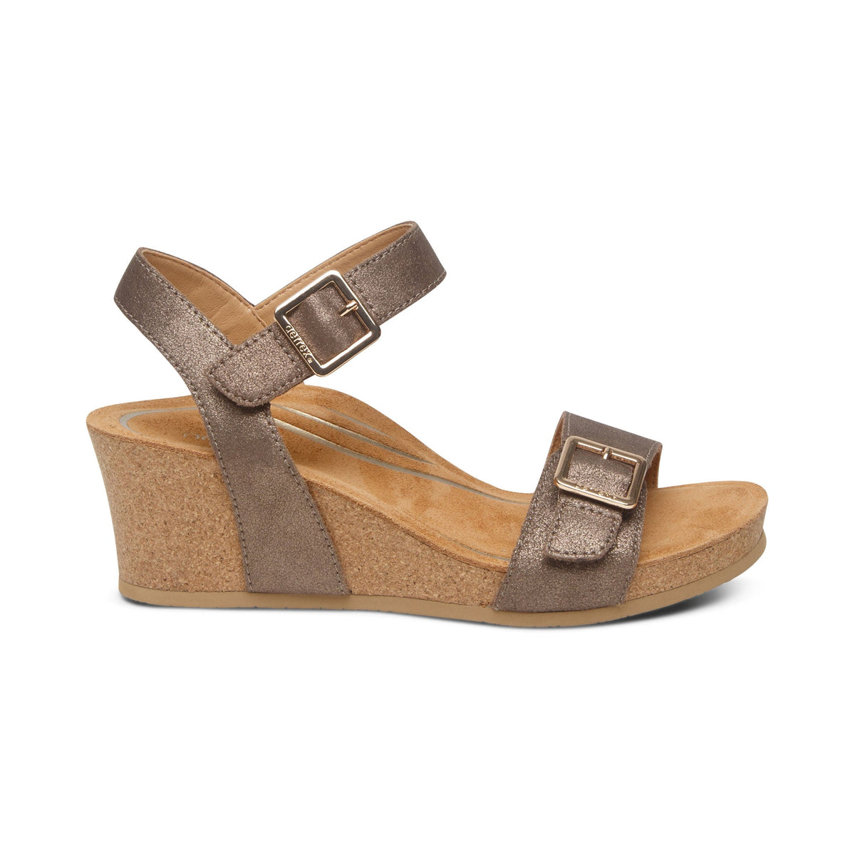 Aetrex Lexa Quarter Strap Wedge - Bronze