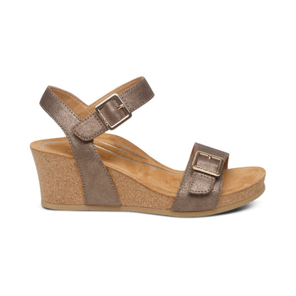 Aetrex Lexa Quarter Strap Wedge - Bronze